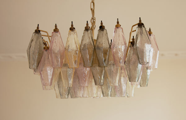 Poliedri Murano multicolored glass chandelier
